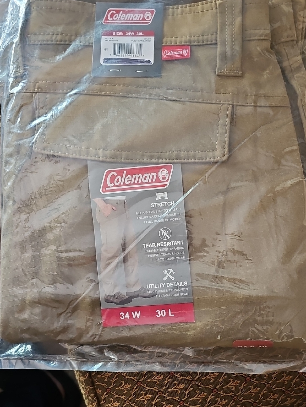 Coleman Khaki Pants with Red Logo Accents